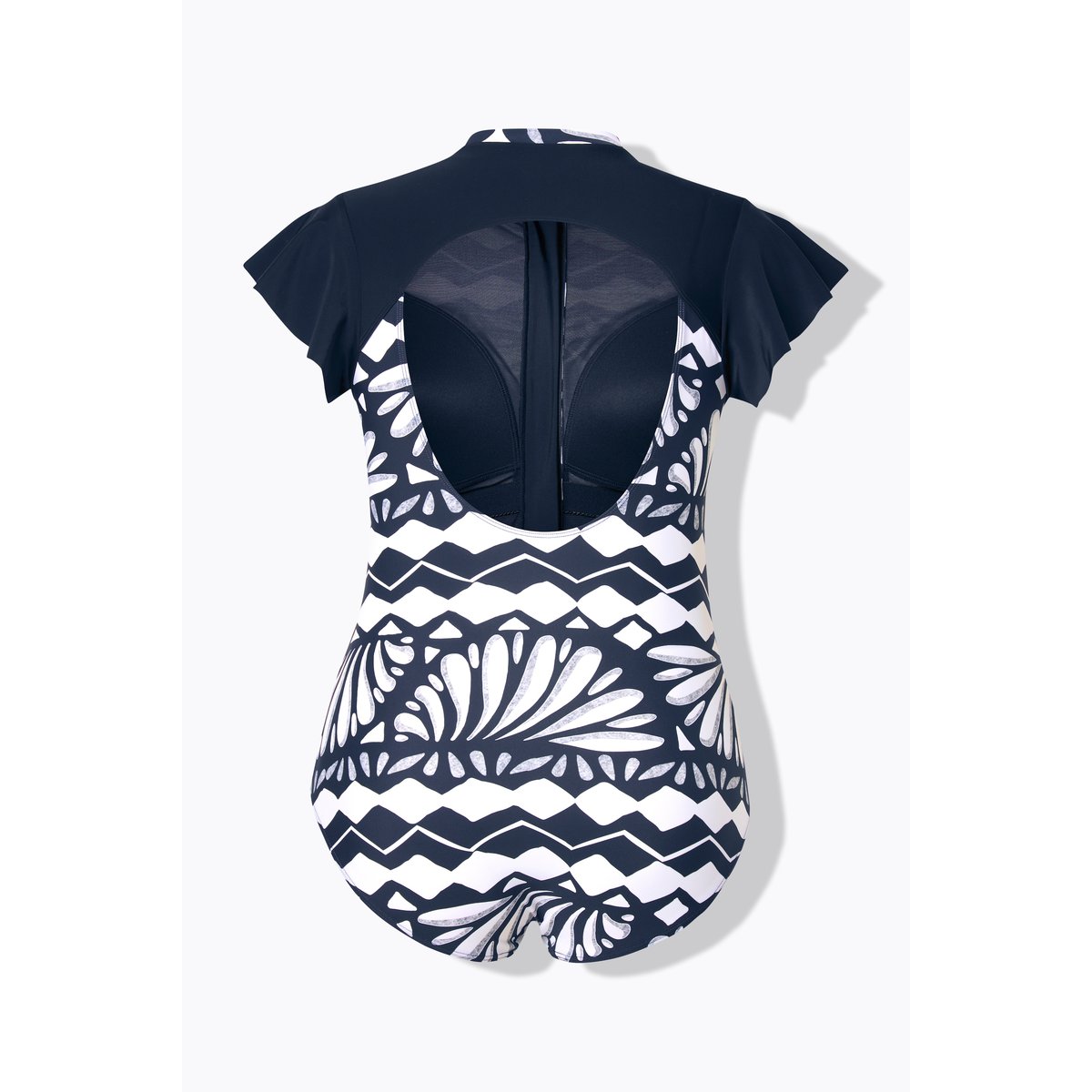 Maillot de bain à bonnets souples. Manches noir, ULLA POPKEN