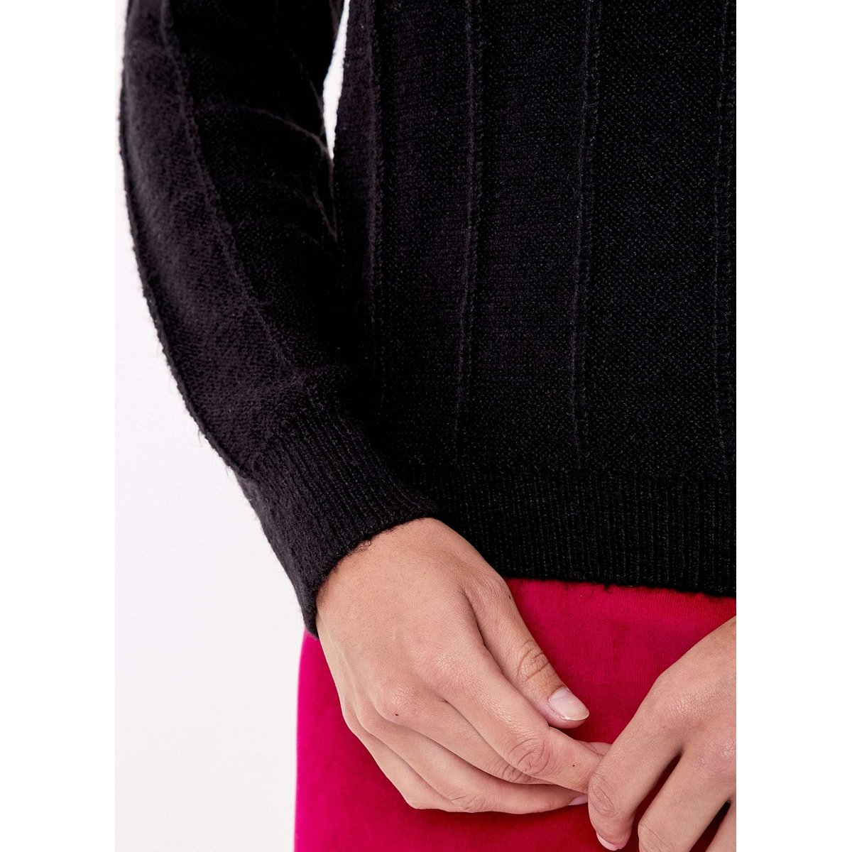 Pull maille fantaisie col rond IZIA noir, PRINCESSE NOMADE