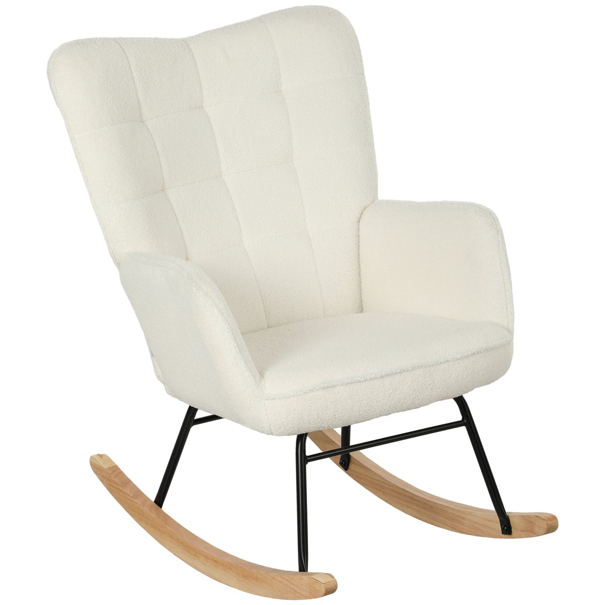 Fauteuil à bascule Revêtement bouclette Blanc blanc, HOMCOM