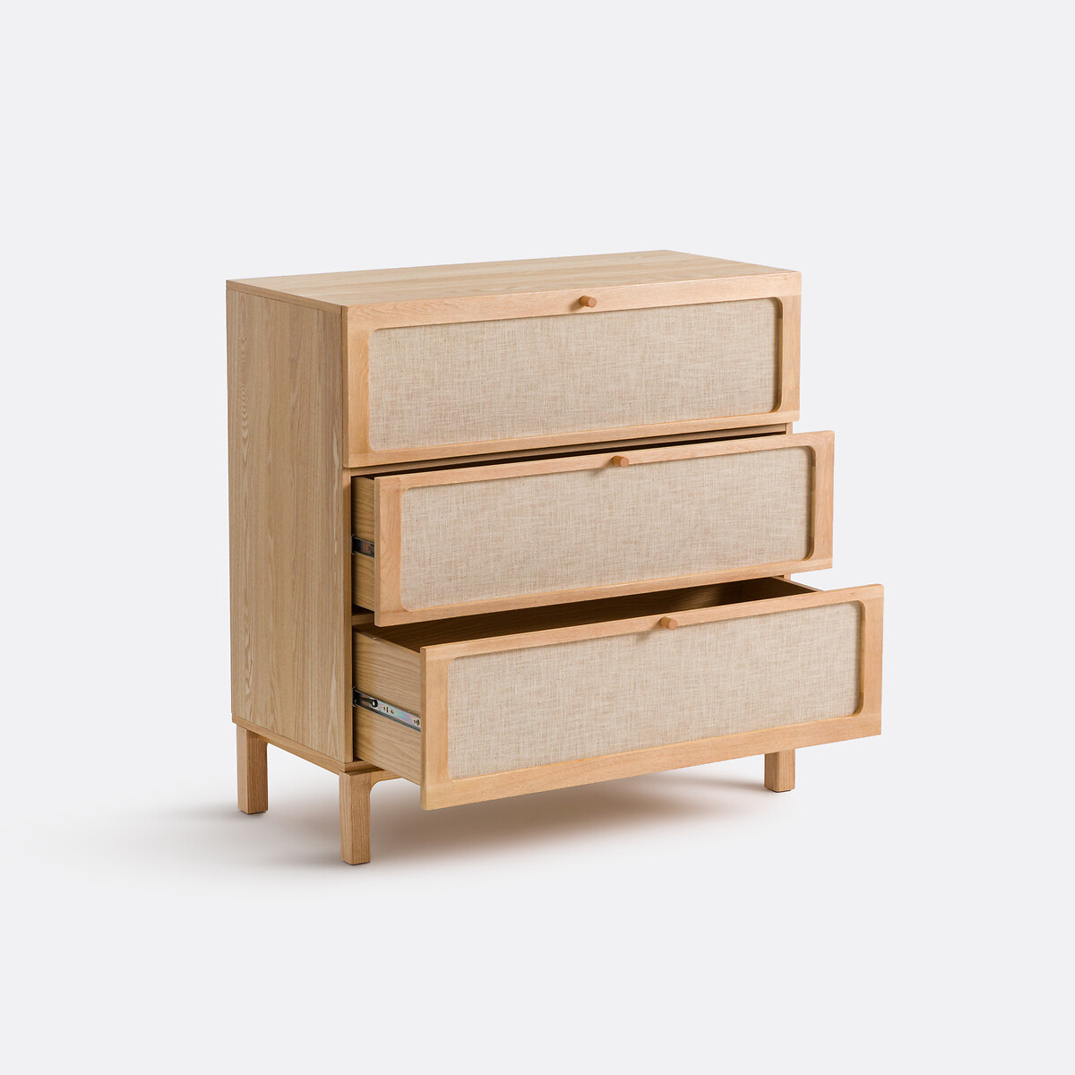 Commode 3 tiroirs, plaqué frêne et lin, Esmara teinté chêne /lin, LA REDOUTE INTERIEURS