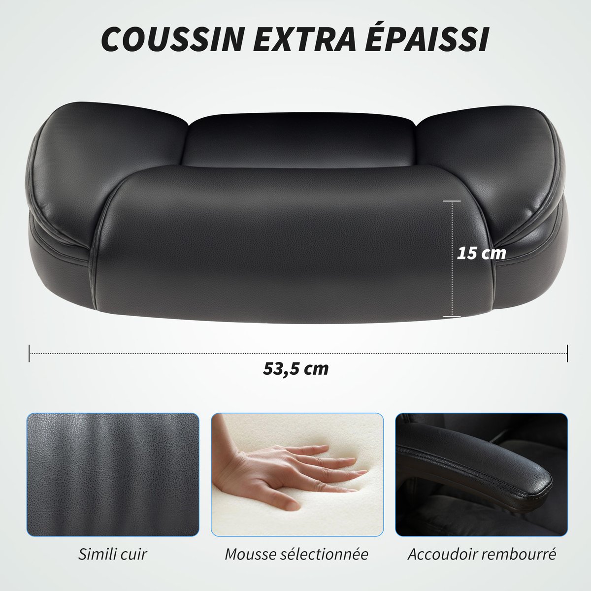 Chaise de bureau Polyuréthane noir, HOMCOM