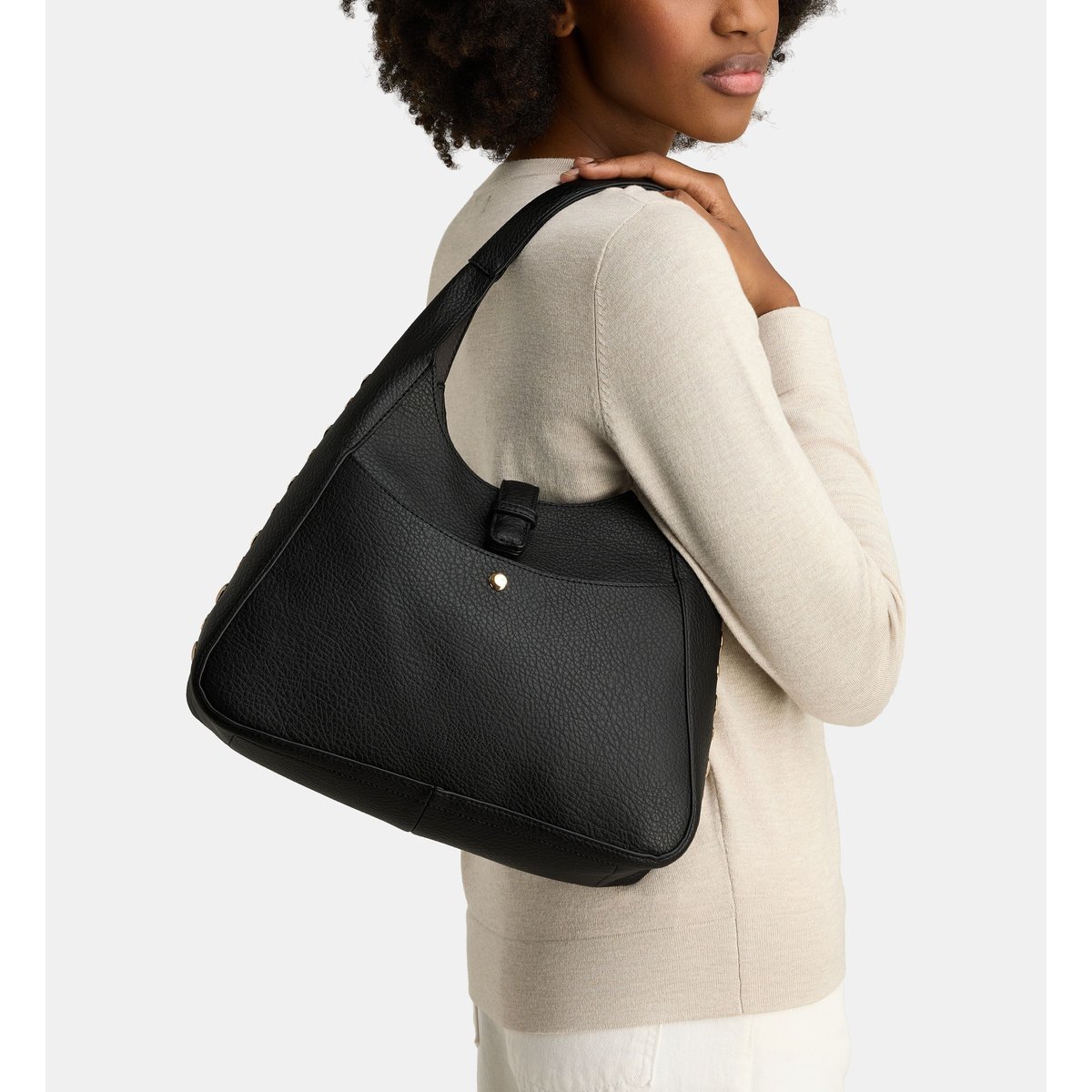 Sac à main gladys eyelets texturé noir, GALERIES LAFAYETTE