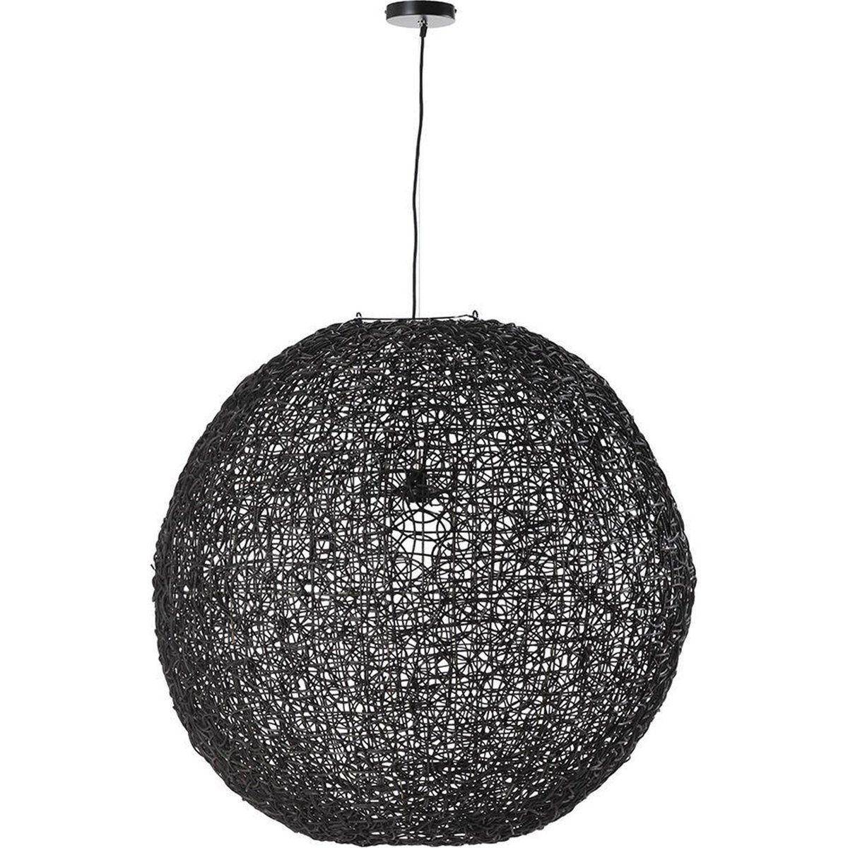 Suspension boule en rotin tressé noir, RECOLLECTION