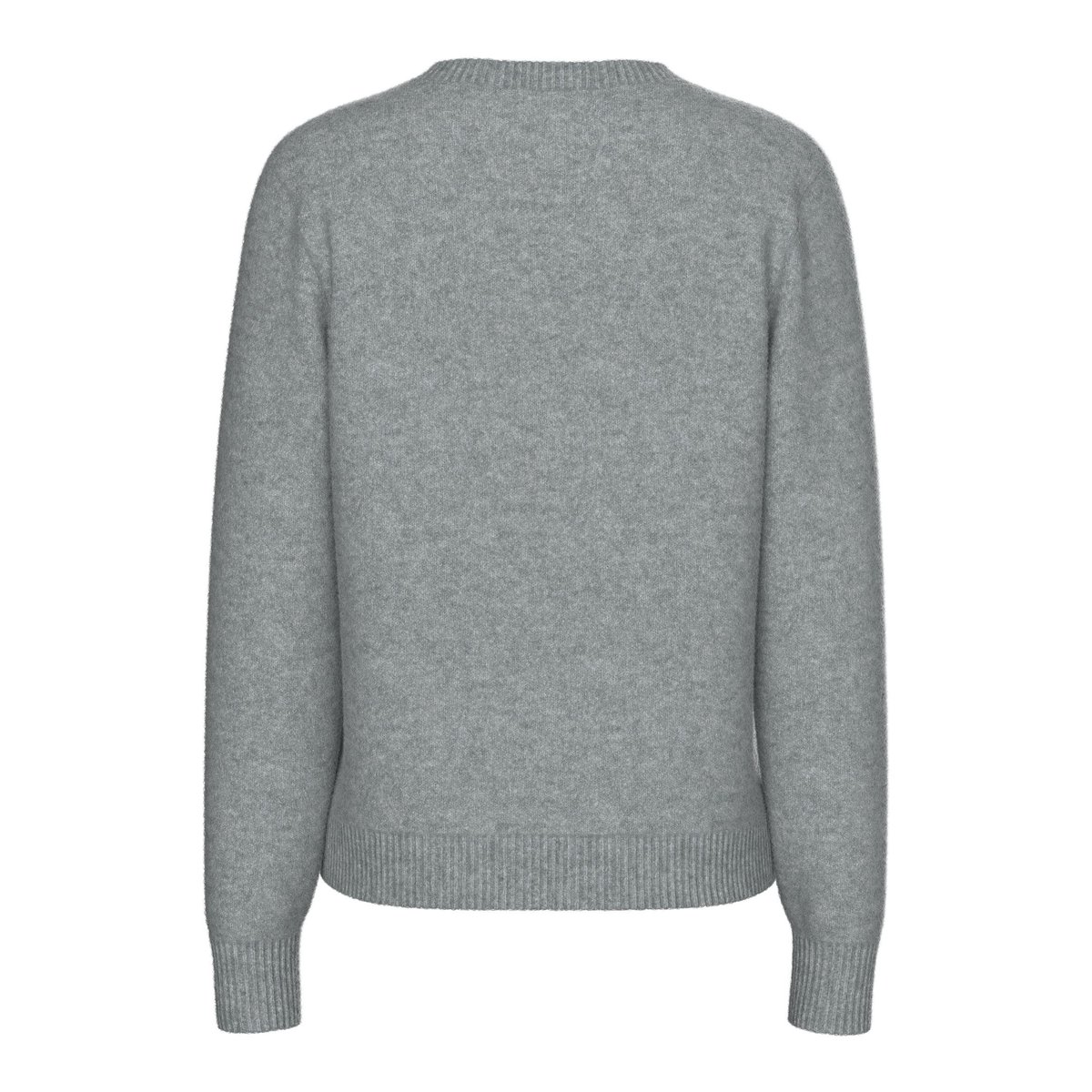 Gilet manches longues col rond medium grey melange, PIECES
