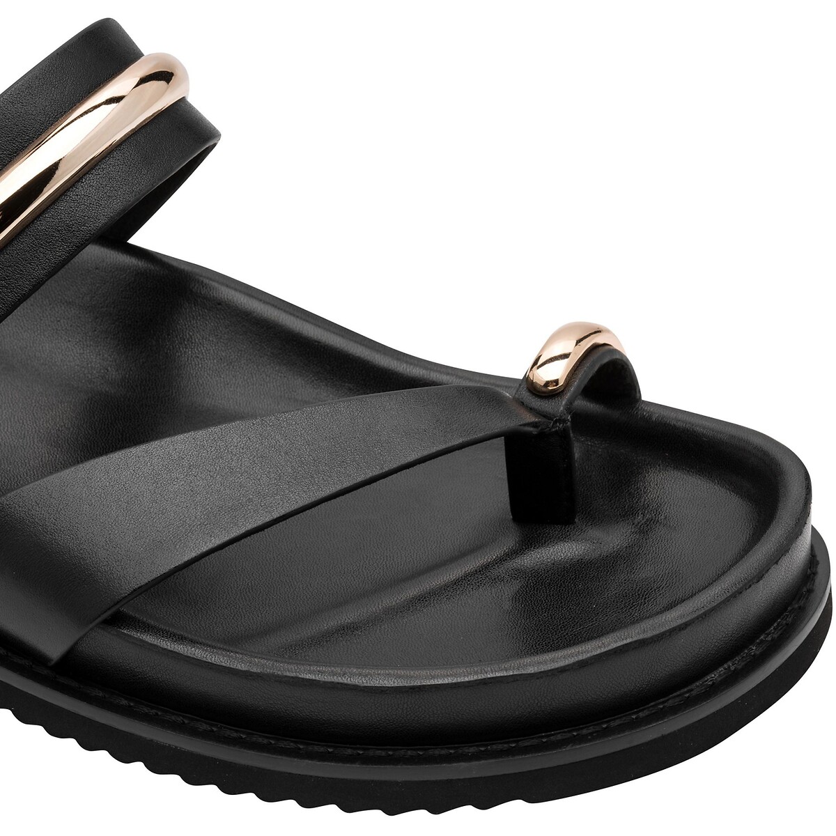 Mules passe-pouce en cuir noir, TAMARIS