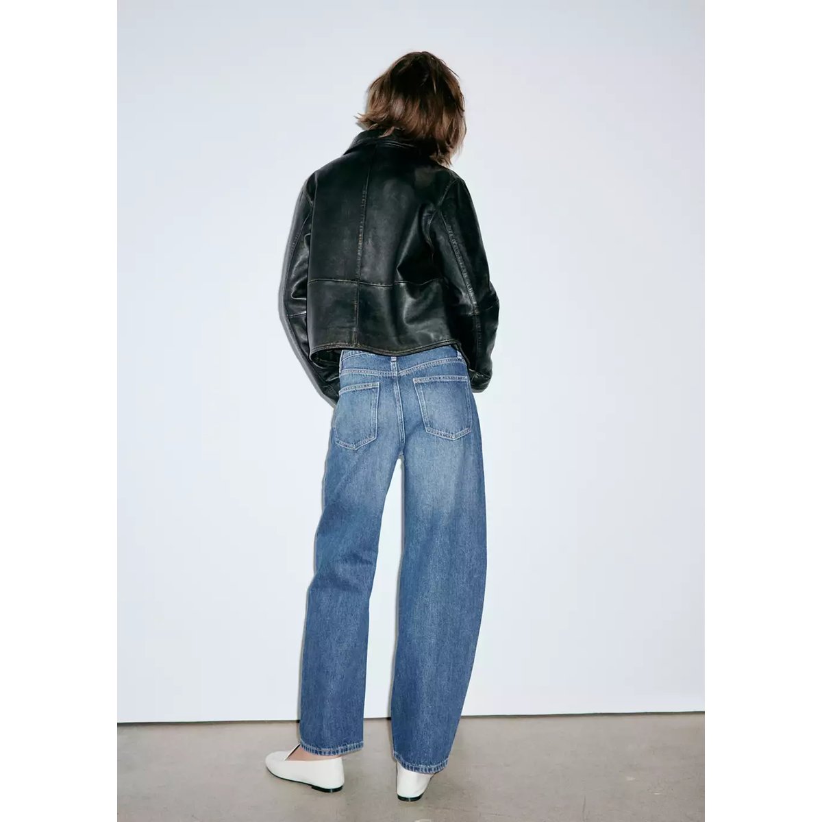 Jean balloon taille haute bleu foncé, MANGO