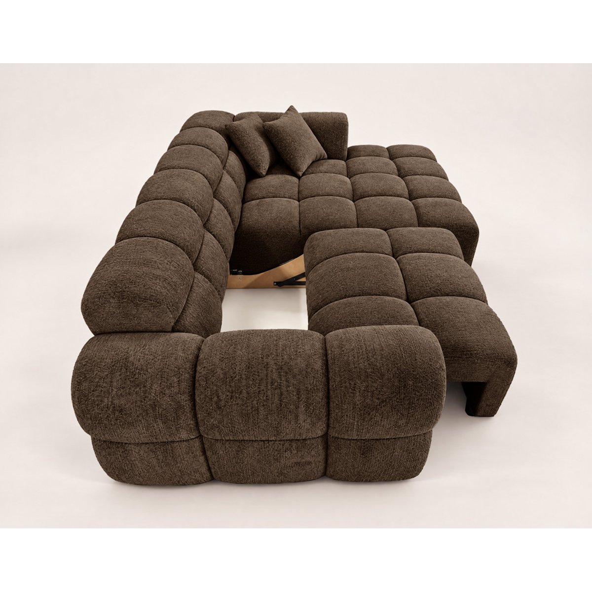 Canapé d'angle droit 4 places convertible avec, MINI RAY marron, BEST MOBILIER