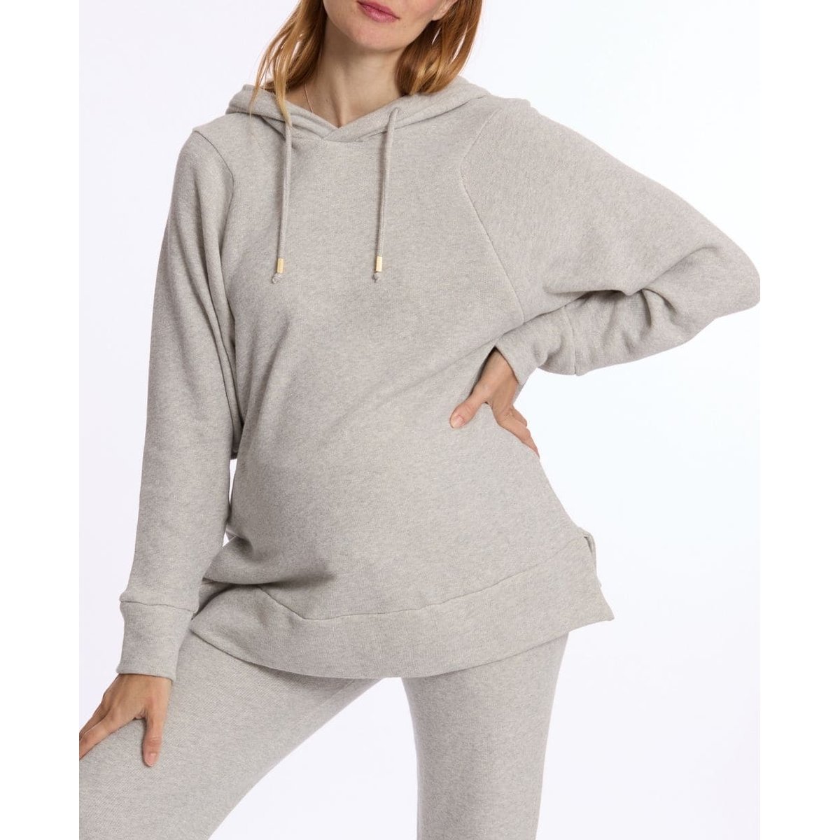 Sweat à capuche de grossesse et d'allaitement Billie gris, CACHE COEUR