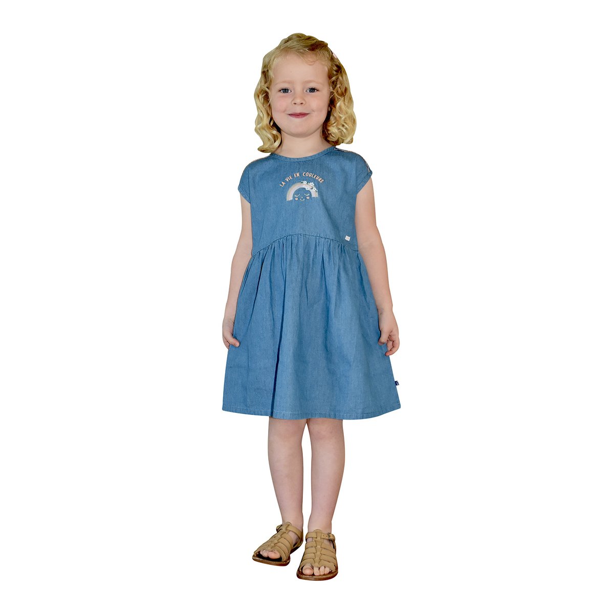 Robe nathalia jean sans manches enfant bleu, SUCRE D'ORGE