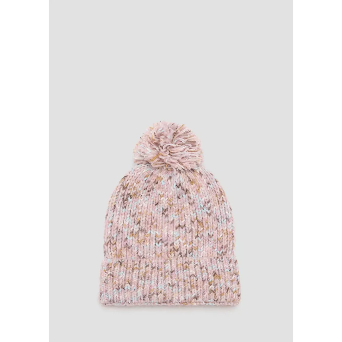 Bonnet maille torsadée pompon rose pâle, MANGO KIDS