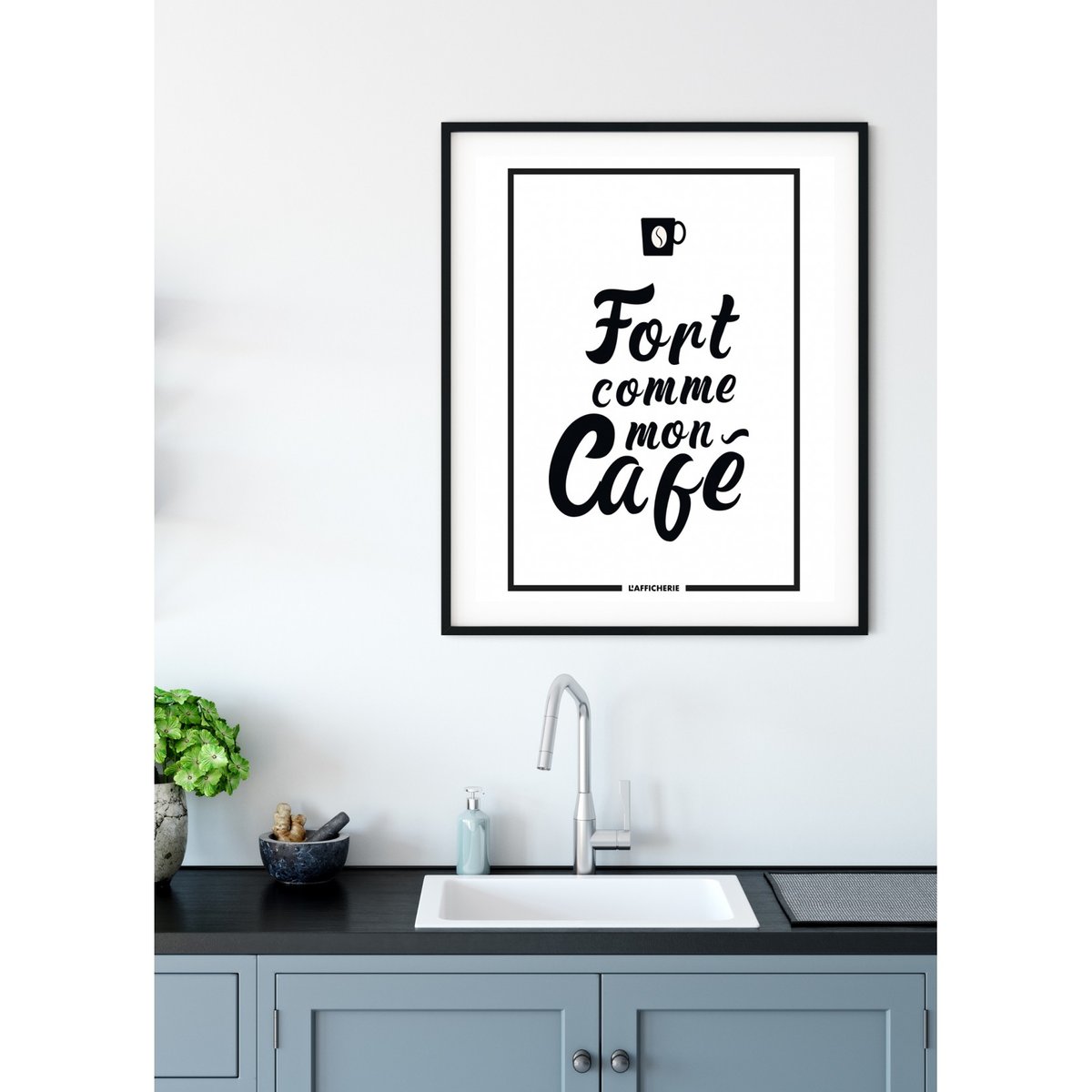 Affiche 'Fort comme mon café' blanc, L'AFFICHERIE