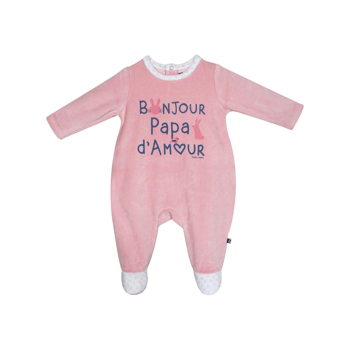 Dors bien ismaella velours rase pont dos bebe rose, SUCRE D'ORGE