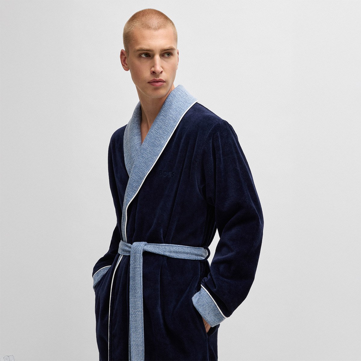 Peignoir long en coton,LORD navy, BOSS HOME