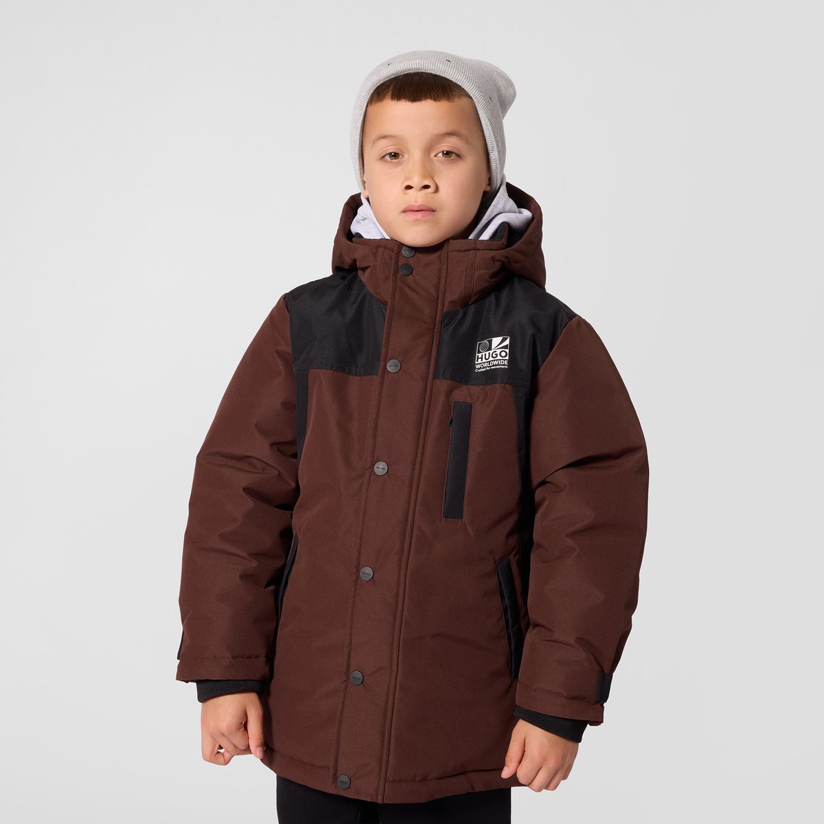 Parka à capuche chicory coffee, HUGO KIDSWEAR