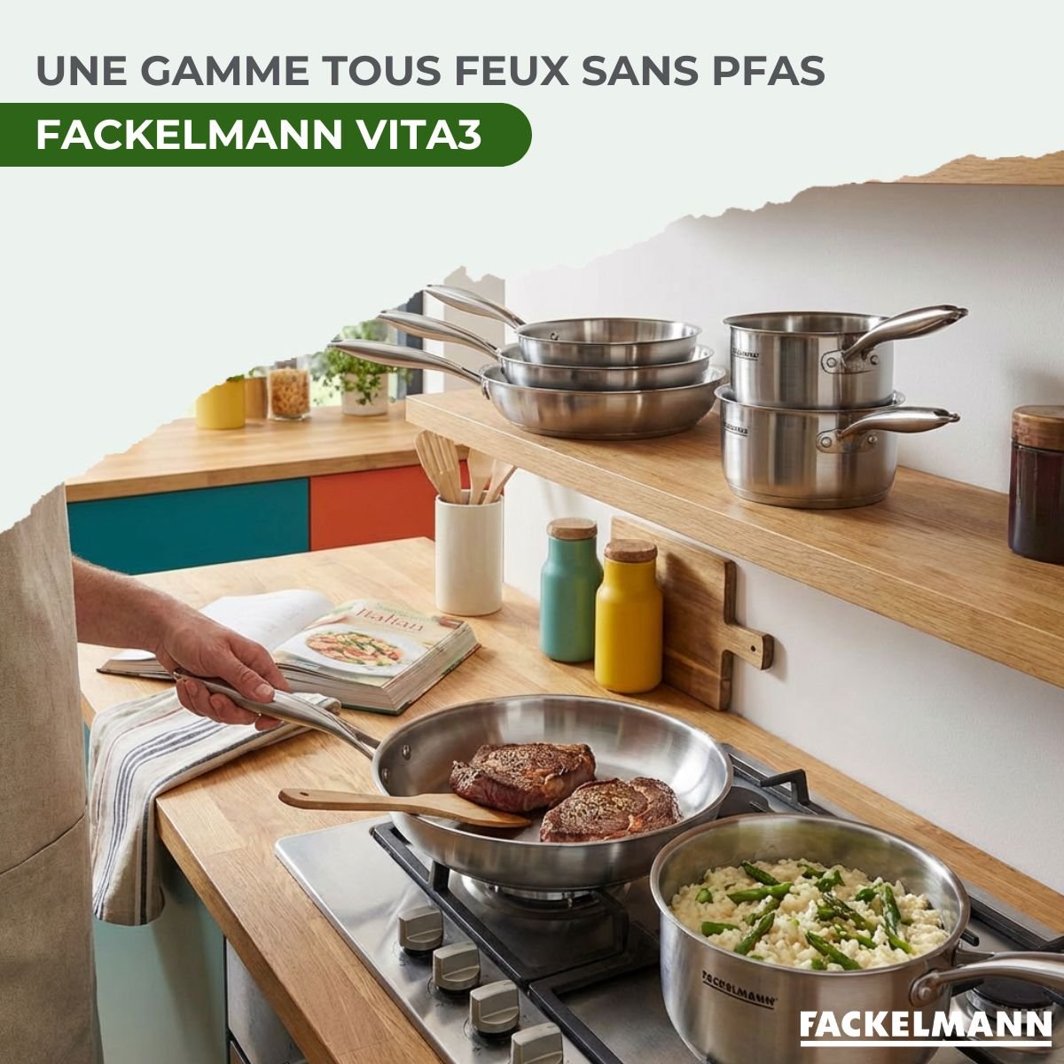 Batterie 2 poêles 20/26cm + 2 casseroles 14/18cm VITA3 gris, FACKELMANN