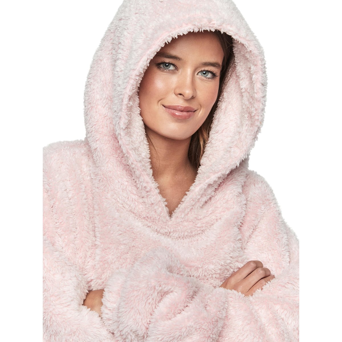 Ensemble sweatshirt poncho à capuche et coussin PC1 STYLE ADD rose, SELMARK
