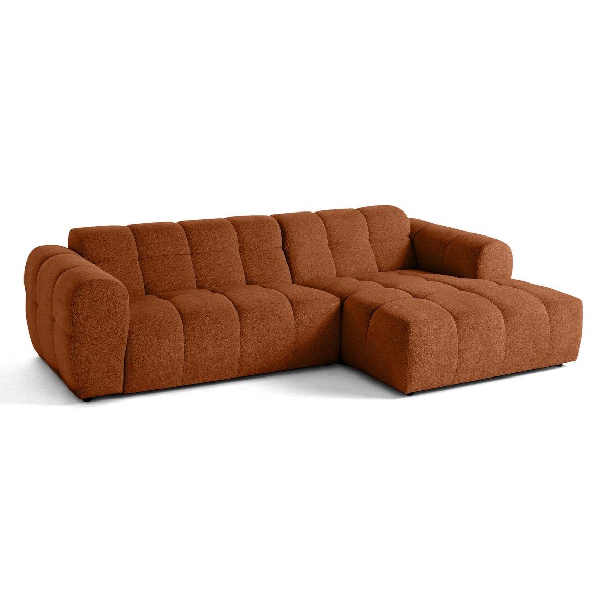 Canapé d'angle droit 4 places, tissu texturé, RAY rouille, BEST MOBILIER