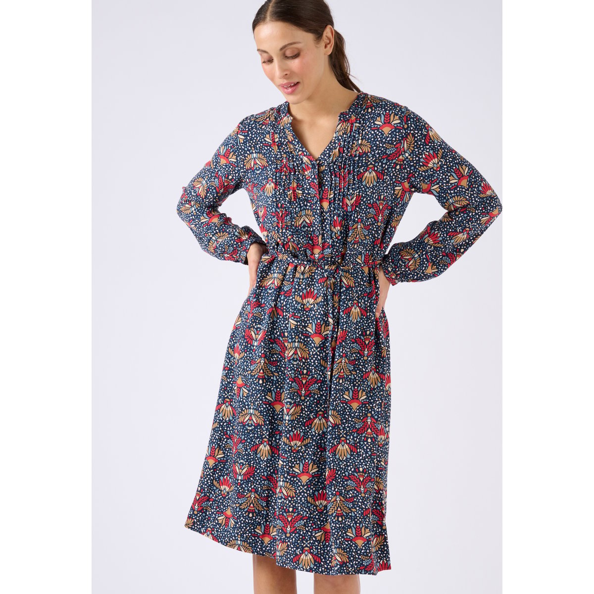 Robe pure viscose Lenzing(TM) EcoVero(TM) bleu marine végétal, DAMART