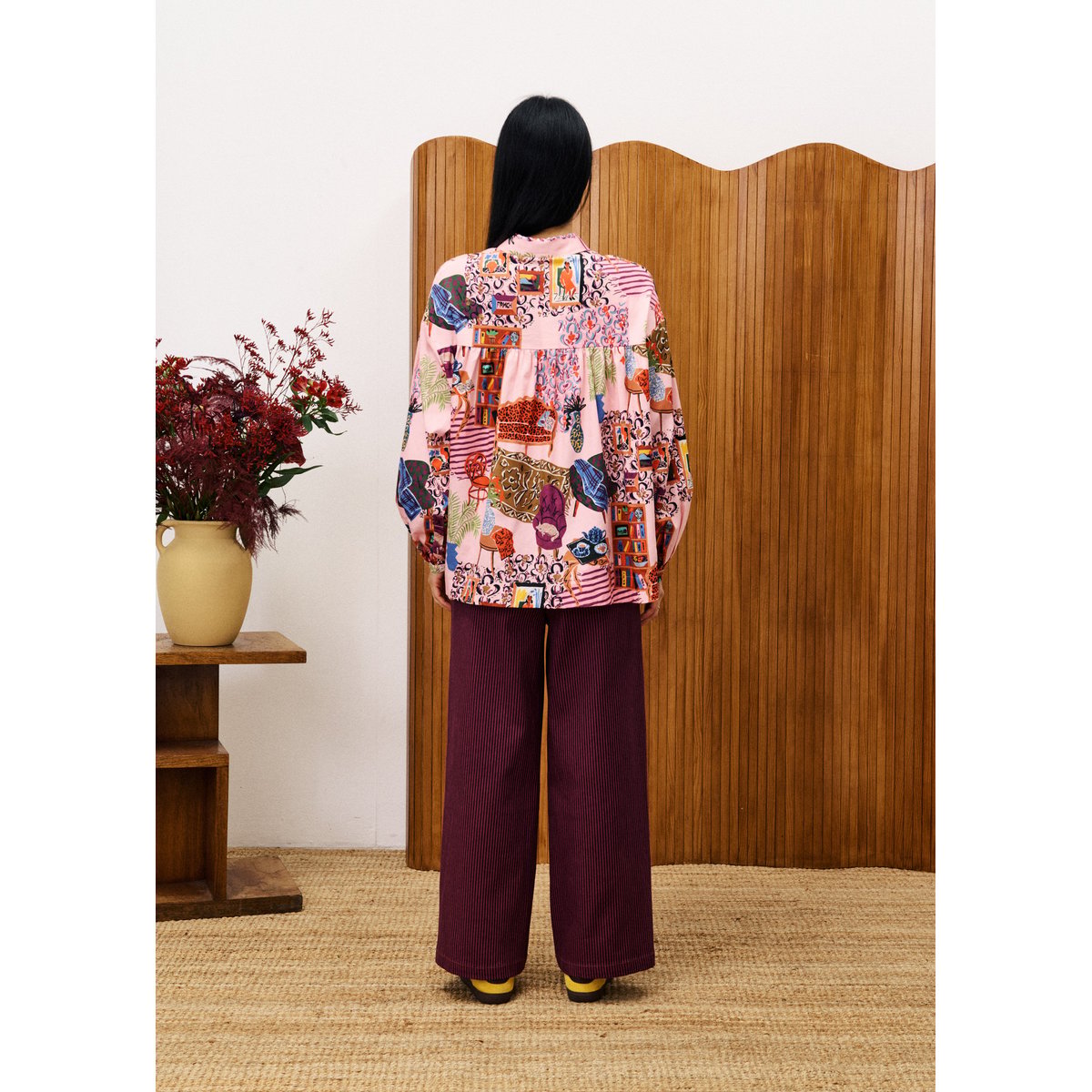 Chemise  en coton GERBERA salon rose, FRNCH