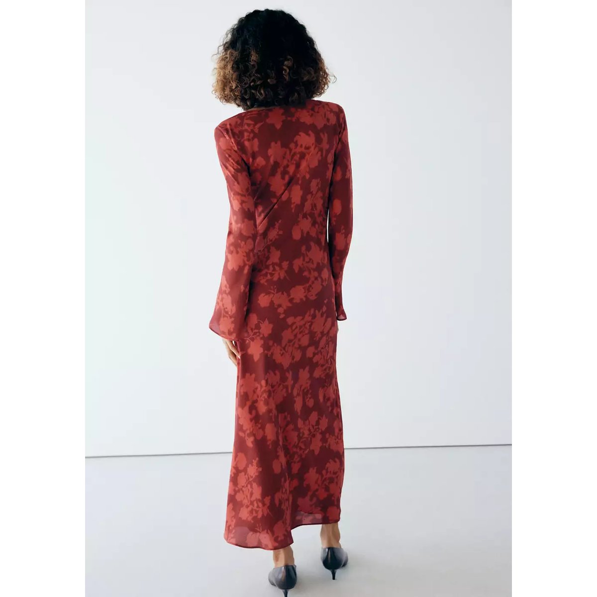 Robe fluide imprimée rouge, MANGO