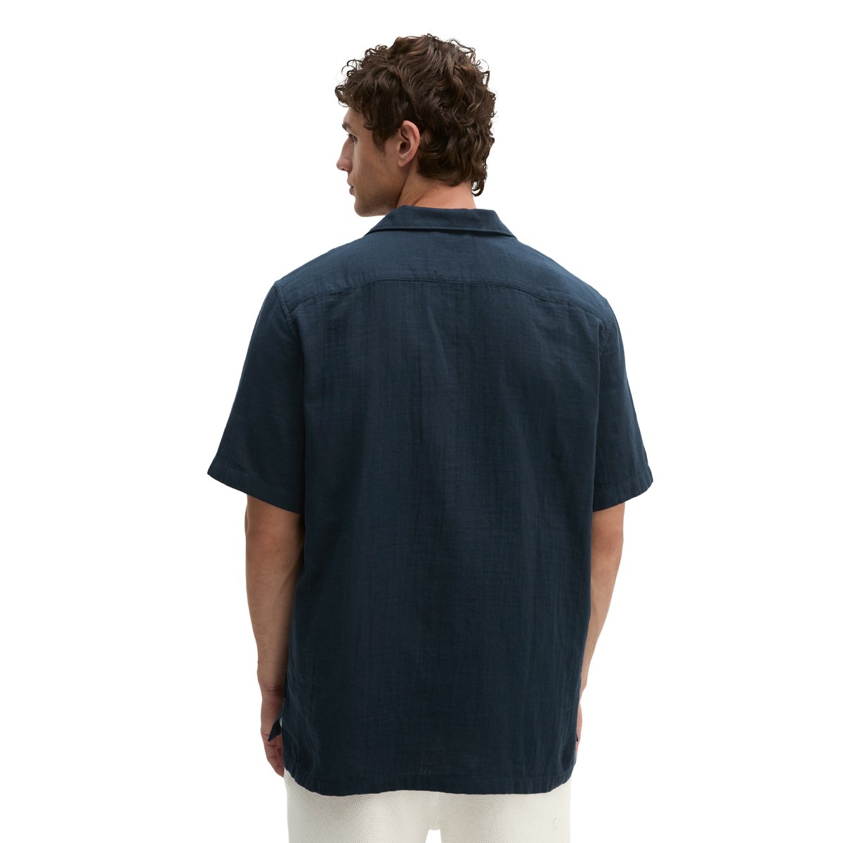 Chemise à manches courtes regular avec un léger effet froissé bleu foncé, MARC O'POLO