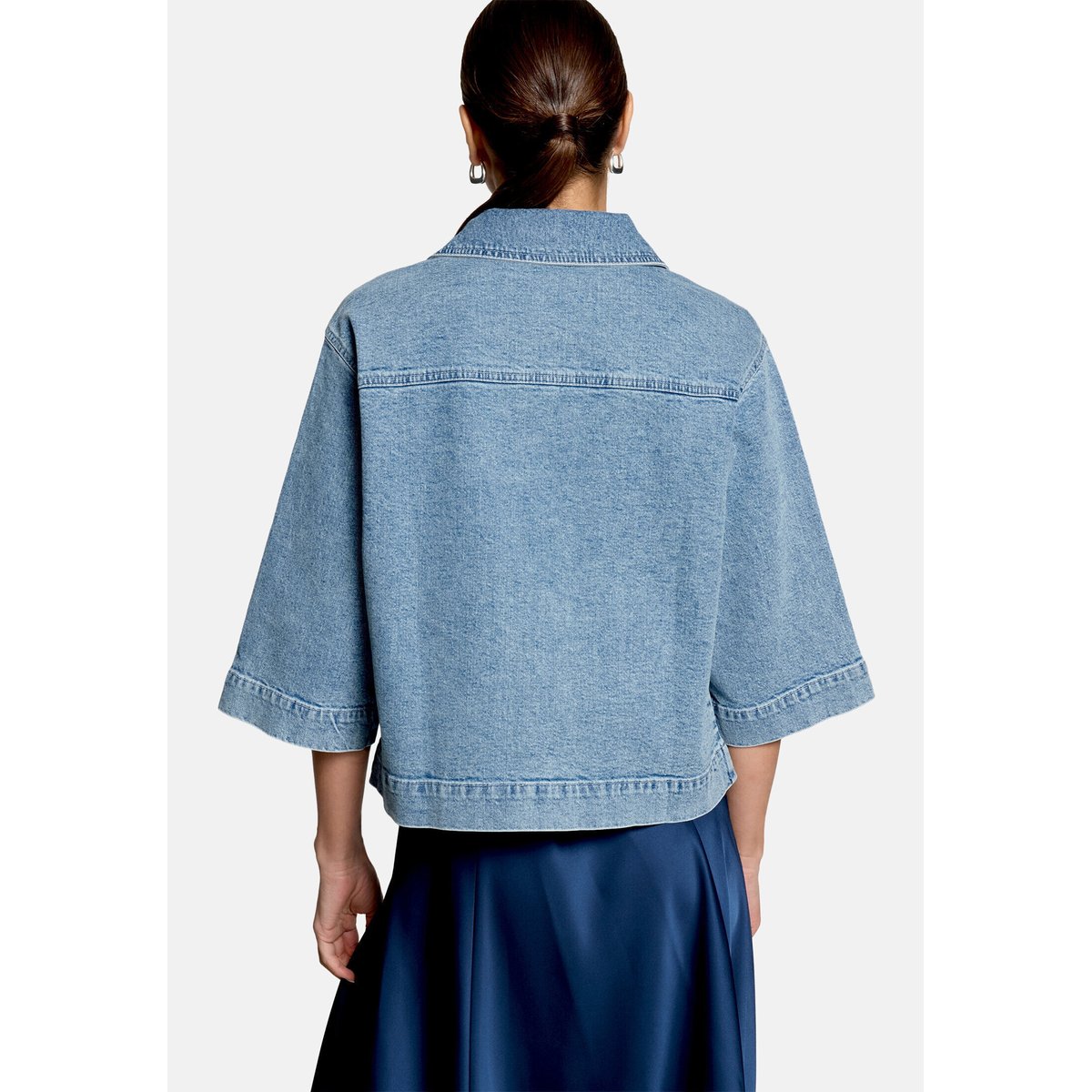 Veste blazer d'aspect denim light blue denim, ZERO