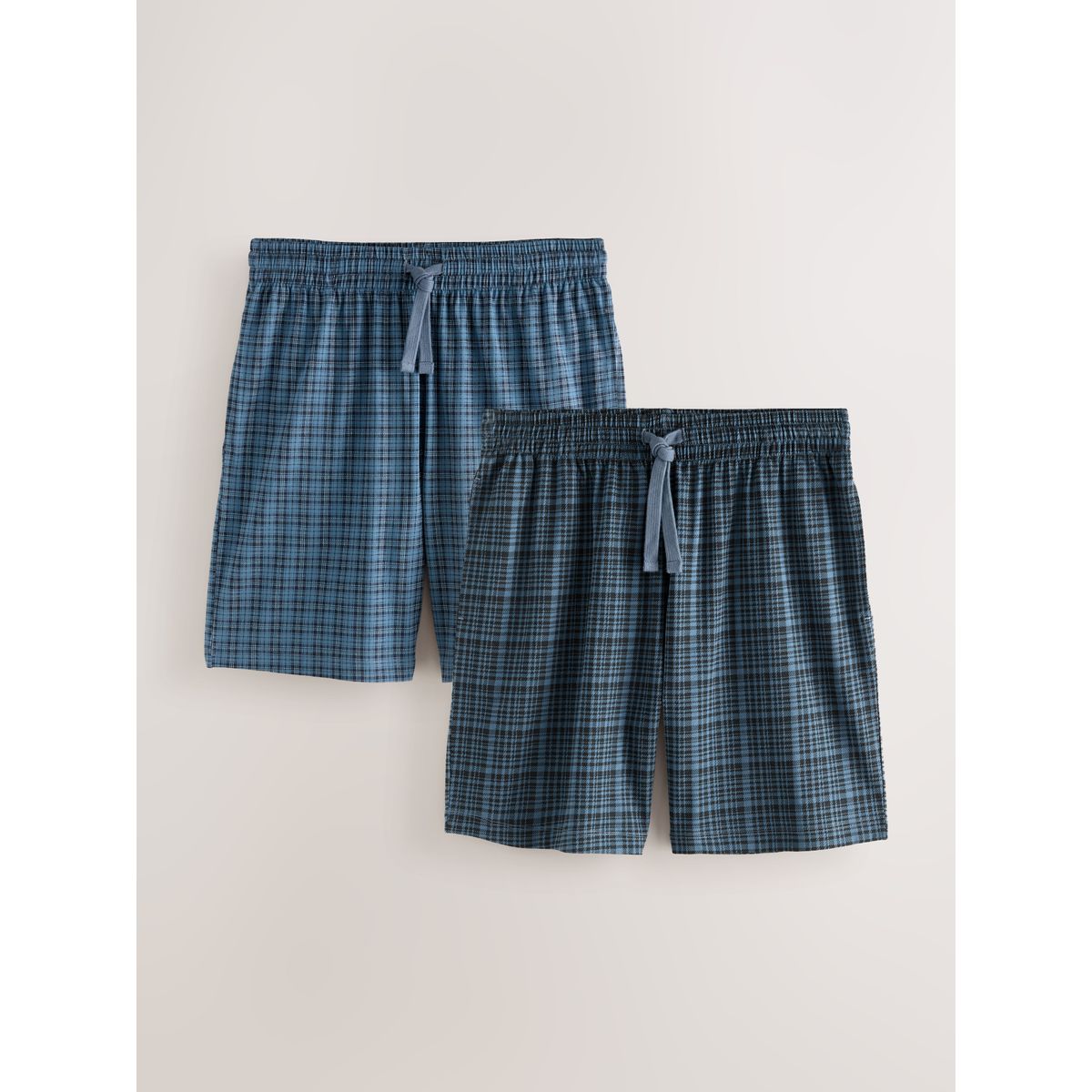 Short pyjama en jersey à carreaux, lot de 2 bleu marine, NEXT