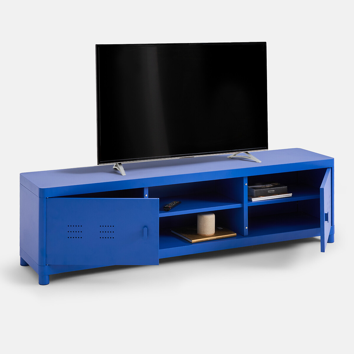 Meuble TV en métal acier, largeur 180 cm, LIVONA bleu, LA REDOUTE INTERIEURS