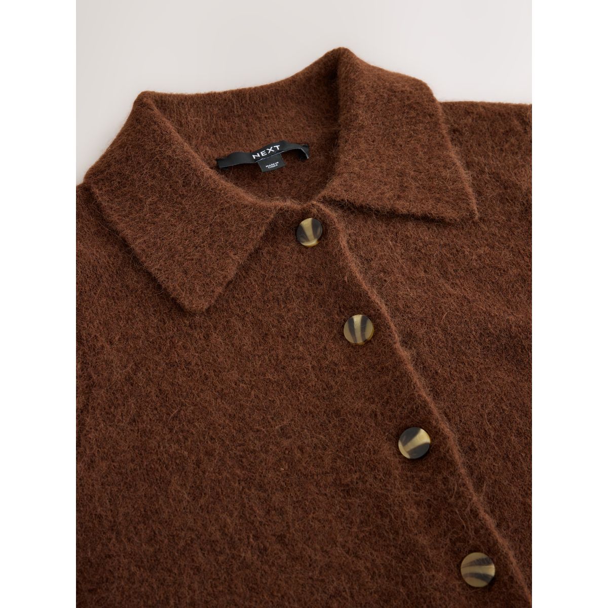Cardigan en laine mélangée avec col maille marron, NEXT