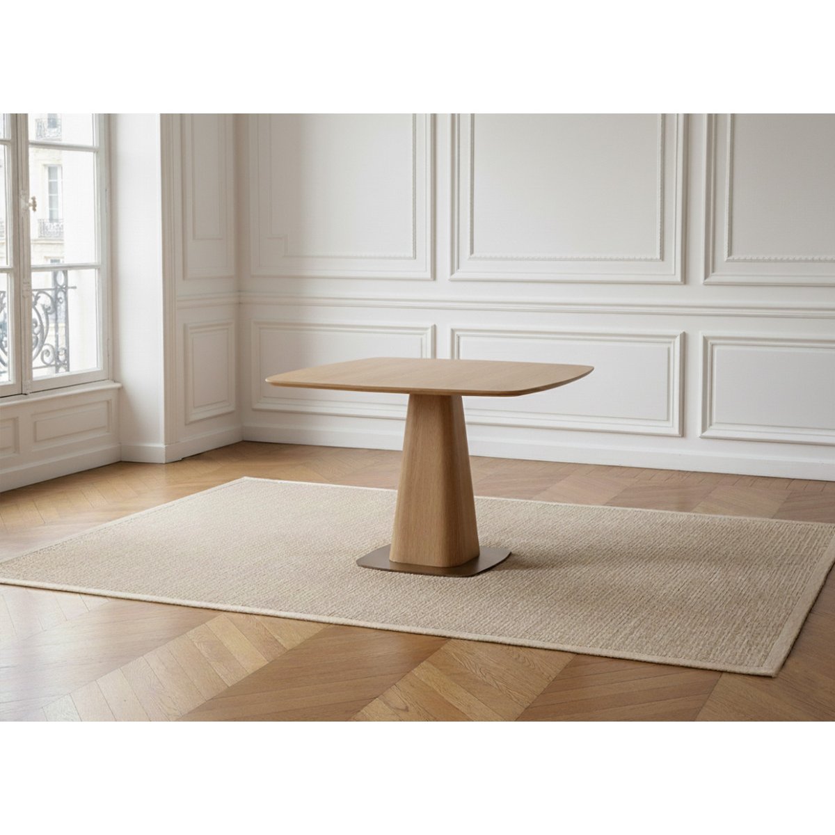 Table à manger carrée NOA 120 cm placage chêne chêne, BOBOCHIC
