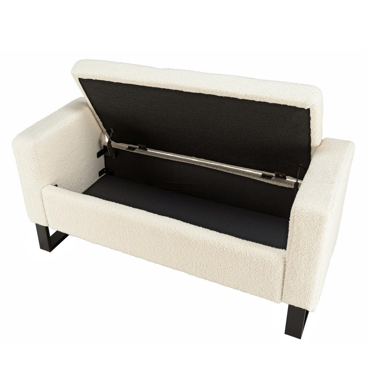 Banc coffre tissu bouclette écru COLOMBUS ecru, PIER IMPORT