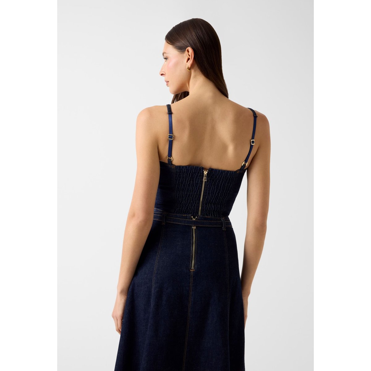 Bustier En Denim bleu foncé, GUESS