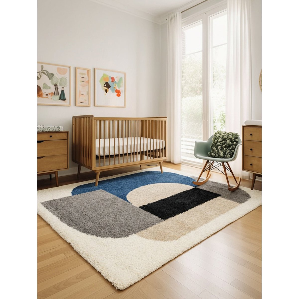 Tapis design épais et confortable GATSBY bleu naturel, AFK LIVING
