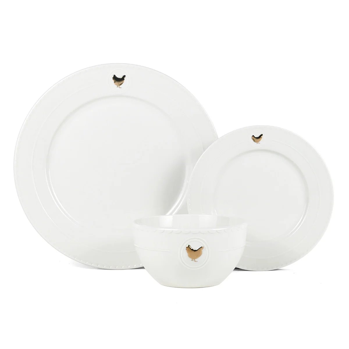 Service 18 pièces - "Gallus" blanc et or, LAGUIOLE CUISSON