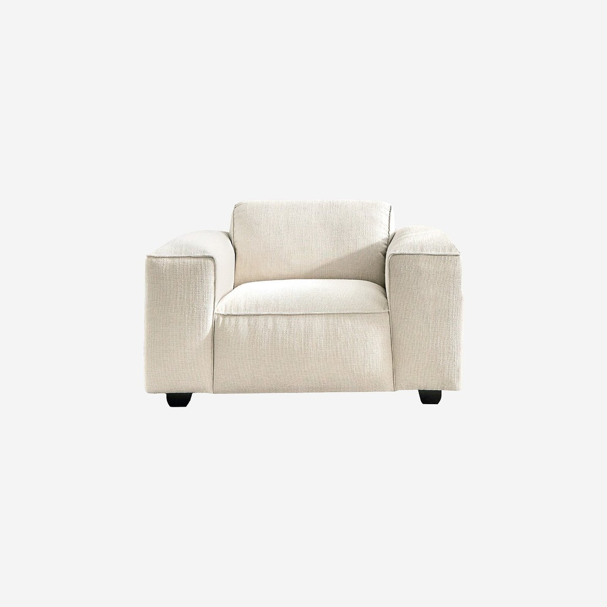 Fauteuil droit polyester POSADA II ivoire, HABITAT