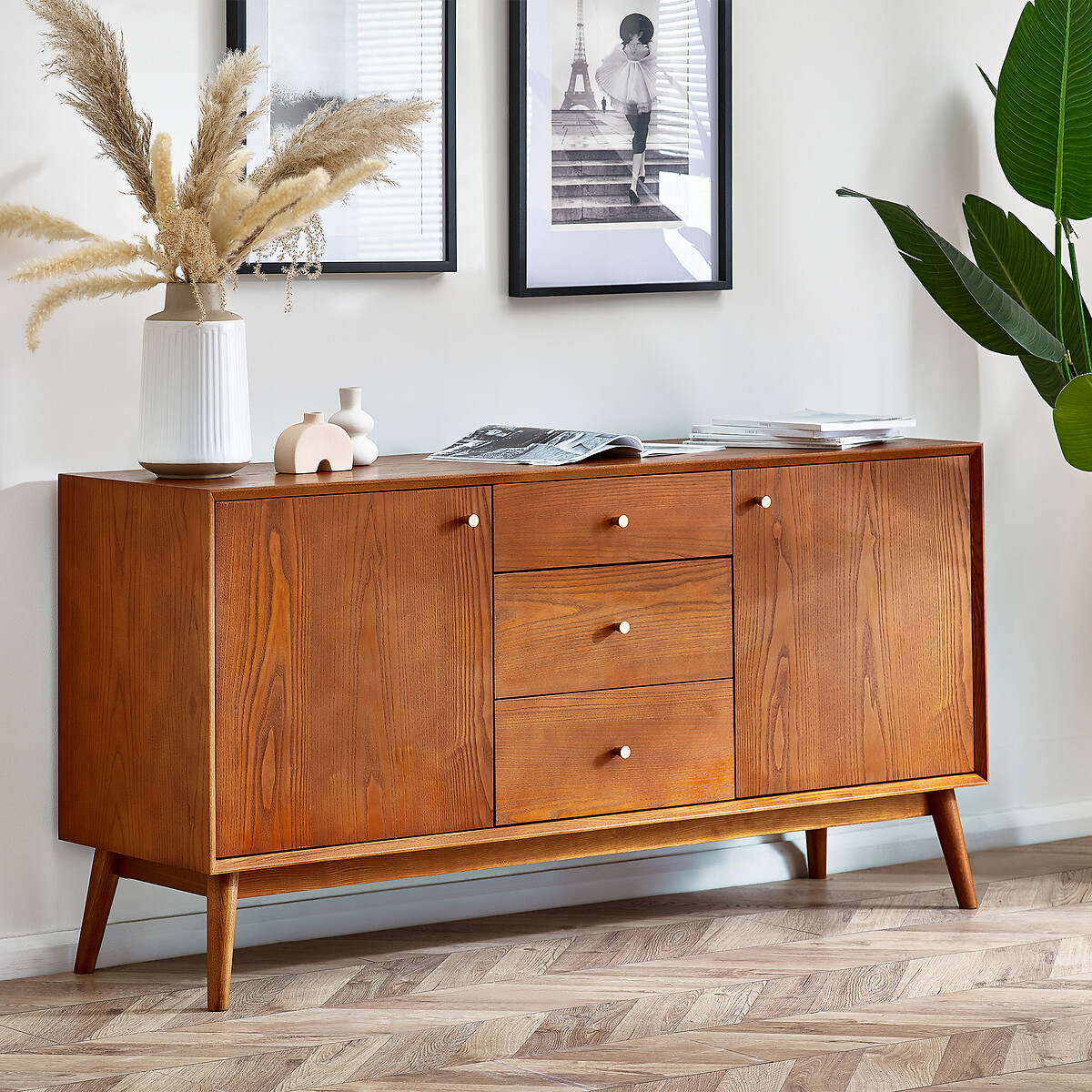 Elijah Retro Ash Wood Large Sideboard auburn, SO'HOME
