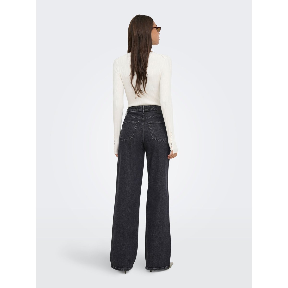 Jean À Jambe Large black denim 1, ONLY