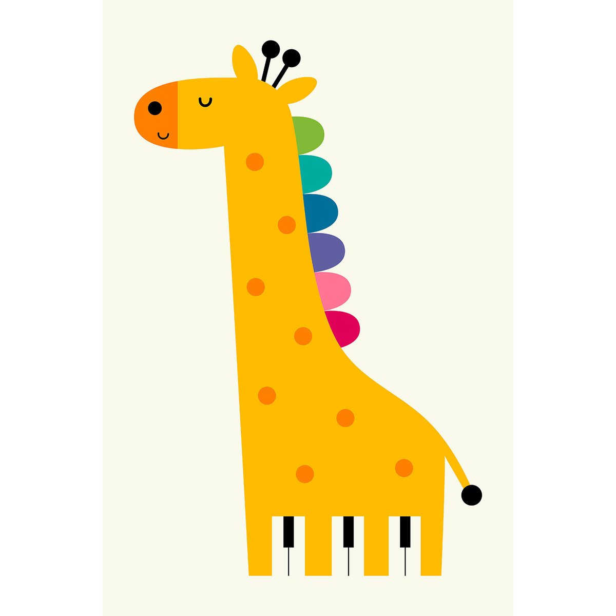 Tableau girafe colorée toile imprimée, HEXOA