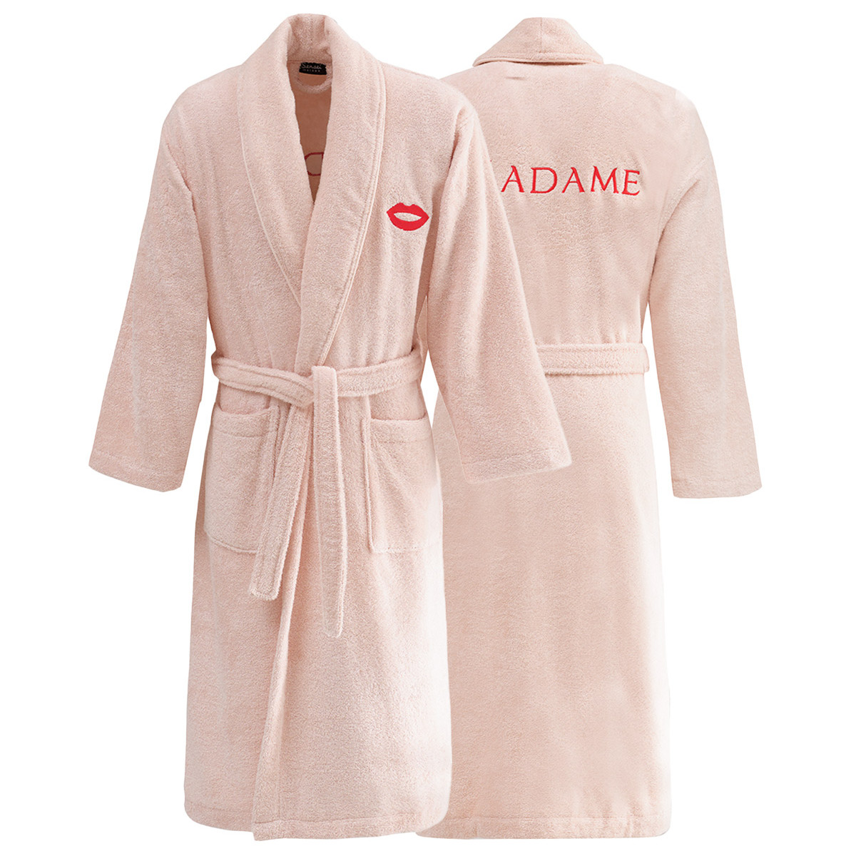Peignoir brodé col châle 420 g/m² MADAME pétale, SENSEI MAISON