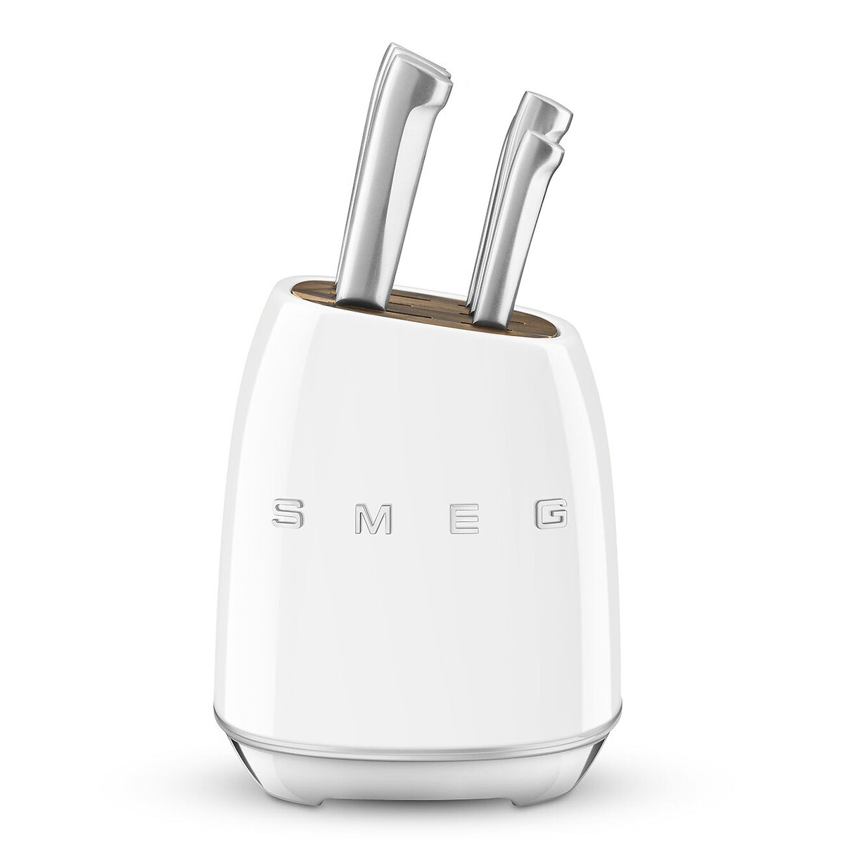 Bloco com facas, SMEG branco, SMEG