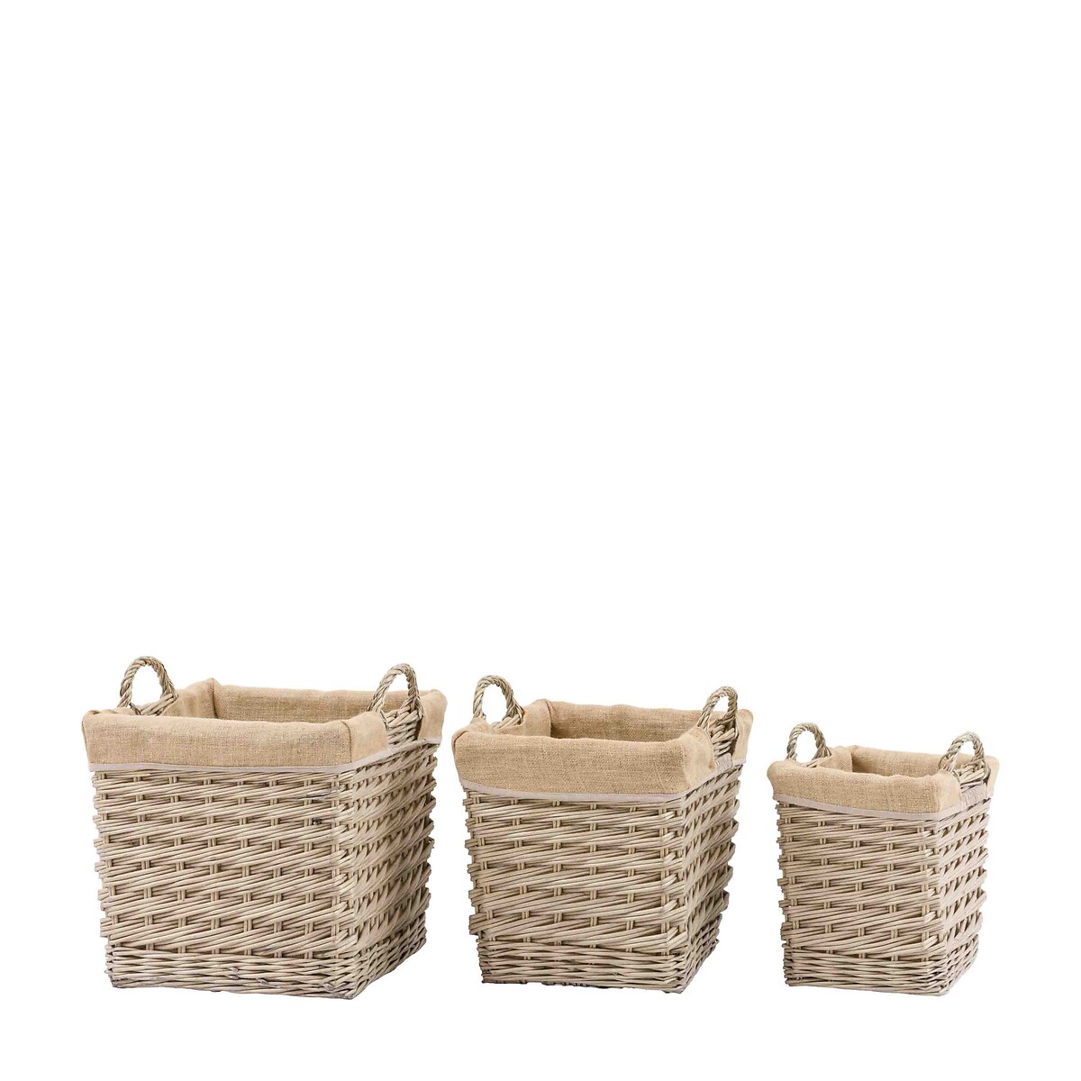Set of 3 Square Lined Baskets in Natural brown              , ÉDITÉ