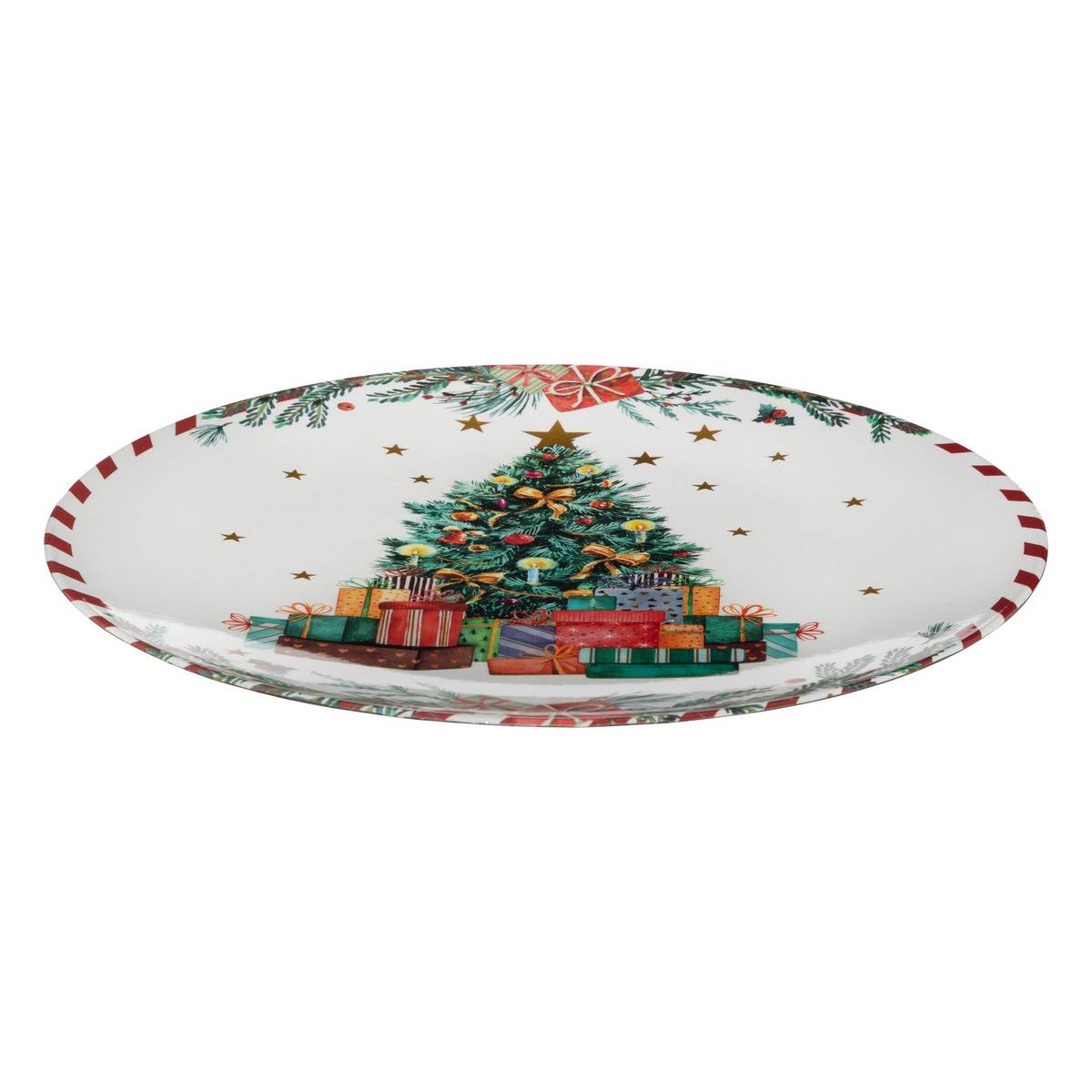 Assiette présentation Père Noël D33 cm blanc, ATMOSPHERA