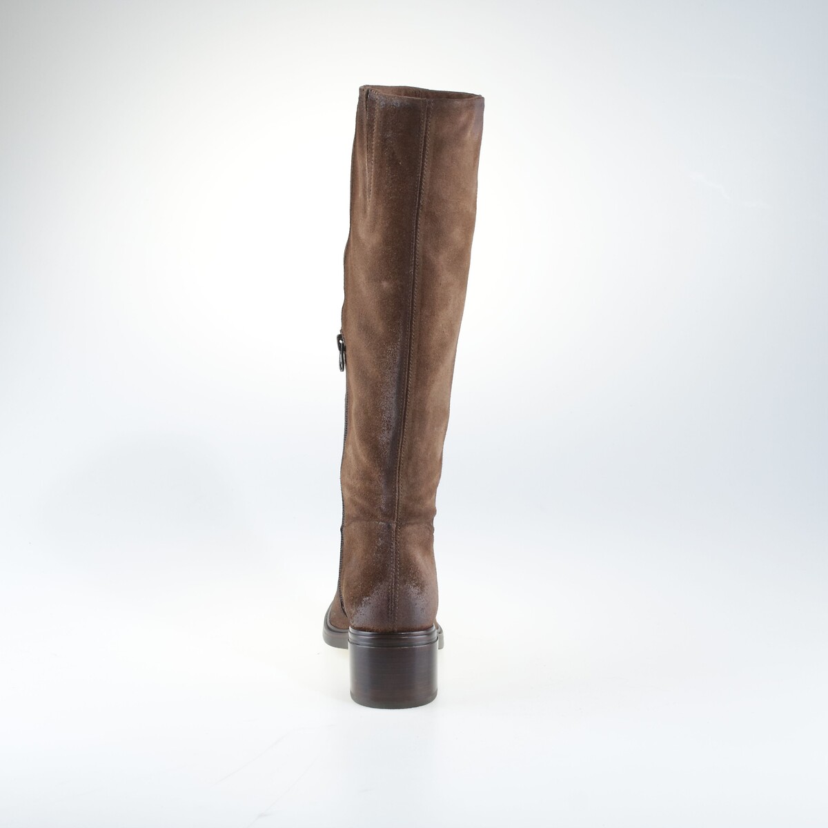 Botas de ante con tacón bajo caoba, MJUS
