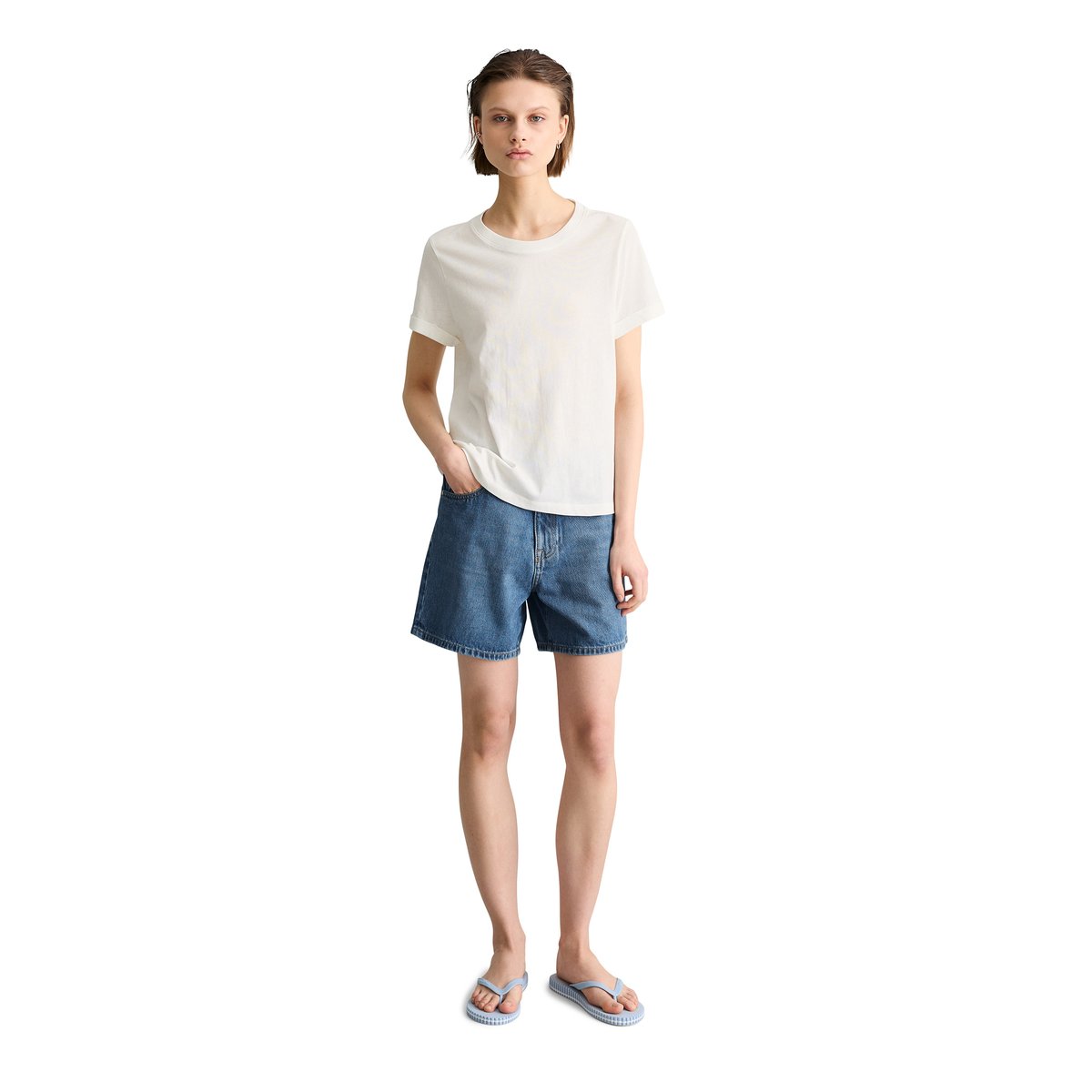 T-shirt relaxed en coton organique blanc, MARC O’POLO DENIM