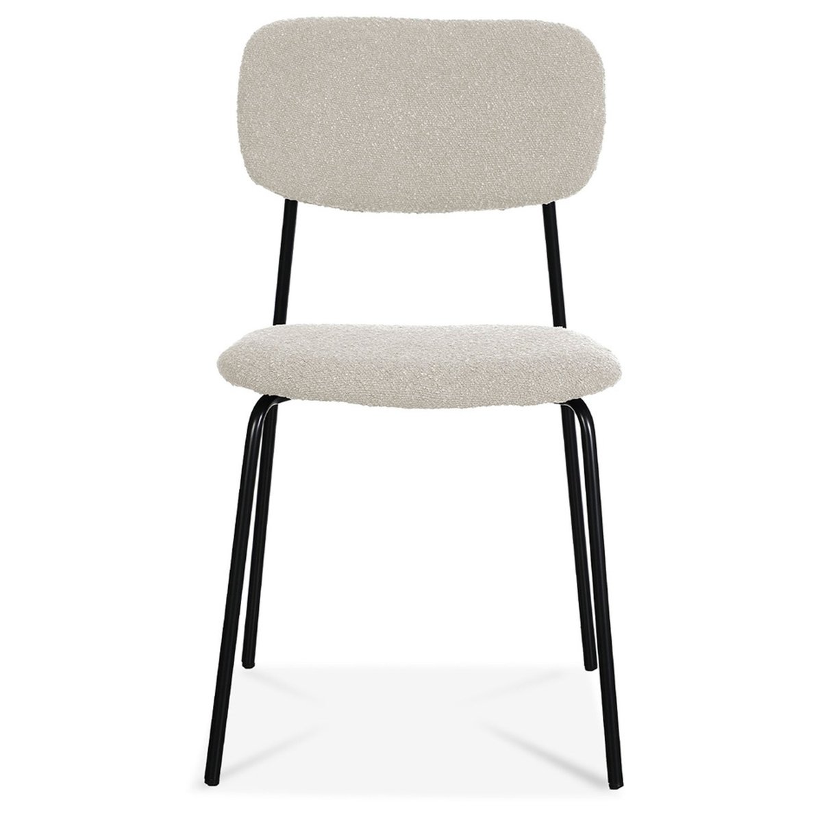 Chaise tissu bouclette écru et pieds métal noir 52x44x79cm beige, WADIGA