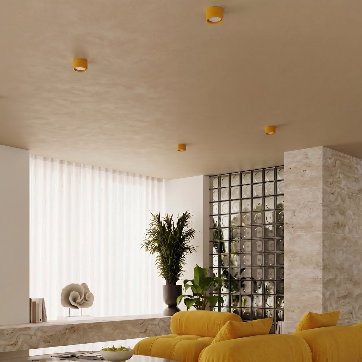 Plafonnier Aluminium Jaune Gx53 1 MODO jaune, EDEN