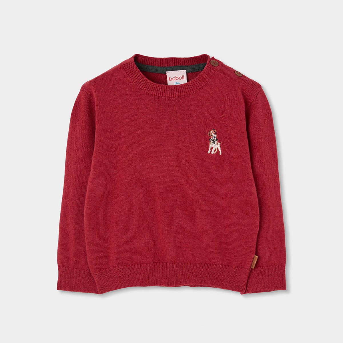 Pull garçon avec broderie chien rouge, BOBOLI