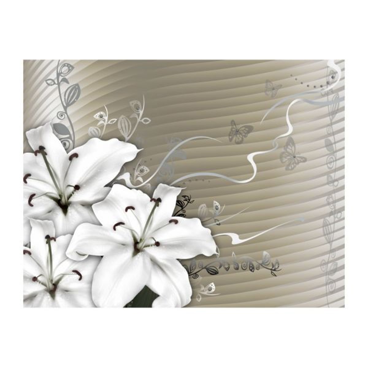 Papier peint intissé panoramique Fleurs Euphoria gris / argent, EDEN
