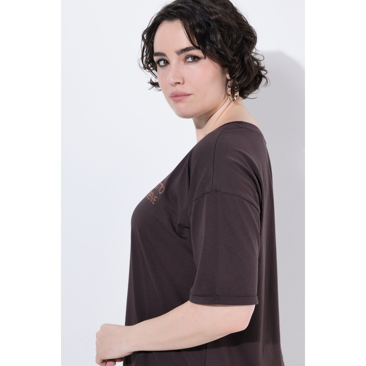 T-shirt oversize avec broderie acajou, ULLA POPKEN
