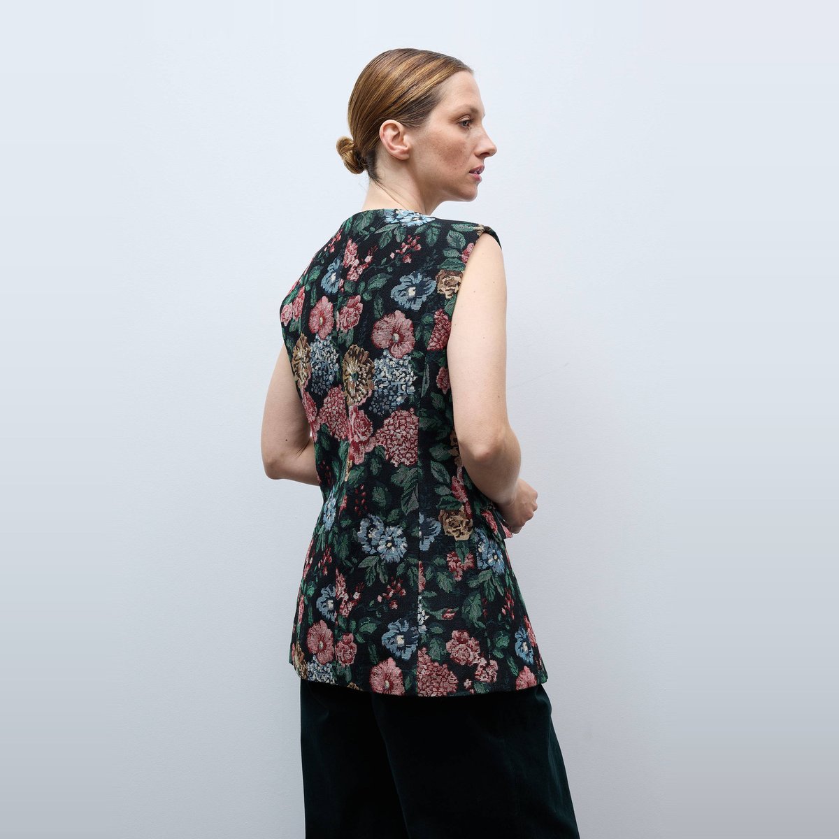 Veston sans manches en jacquard marine, MONOPRIX